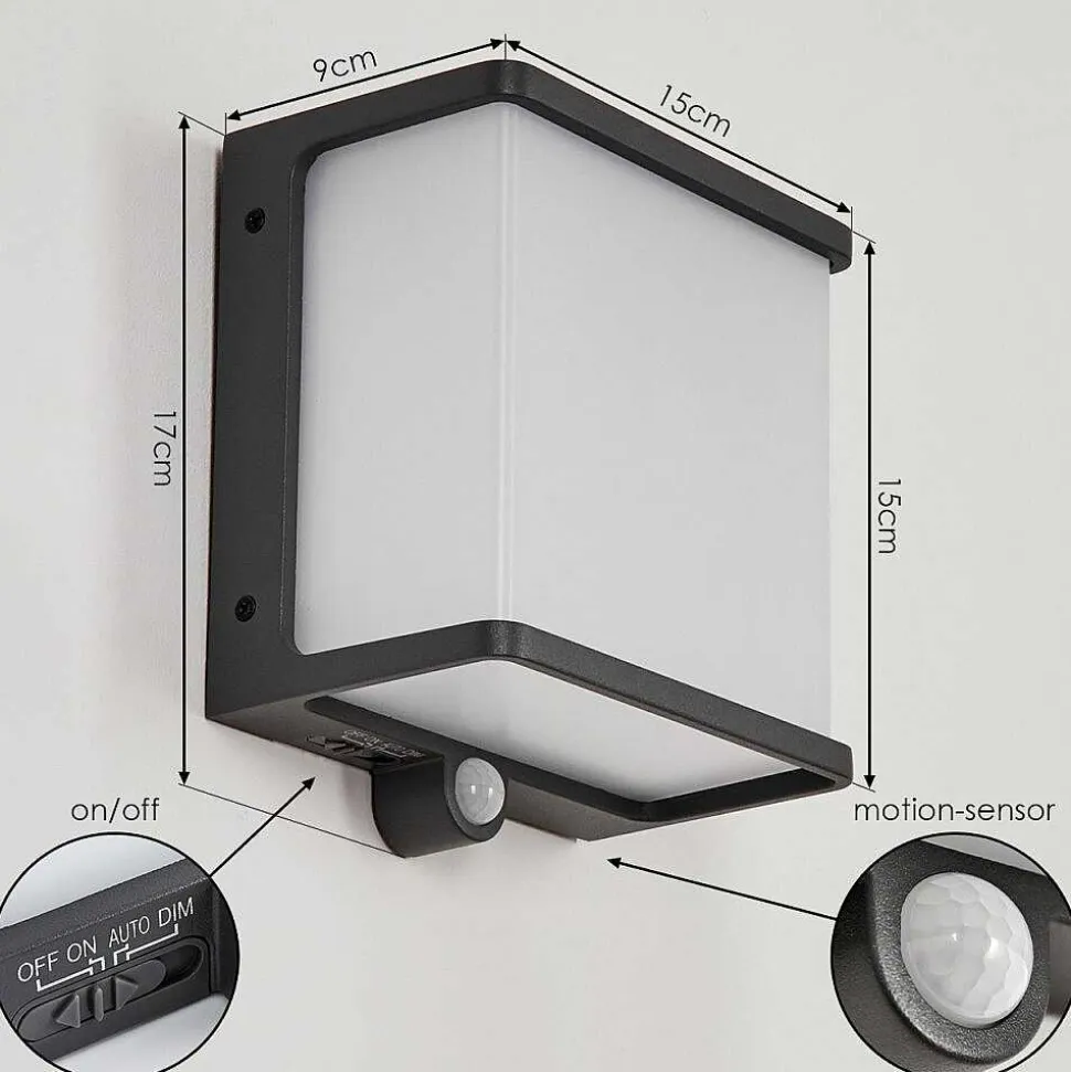Applique Solaire Burseryd Led Noir, 1 Lumiere, Detecteur De Mouvement