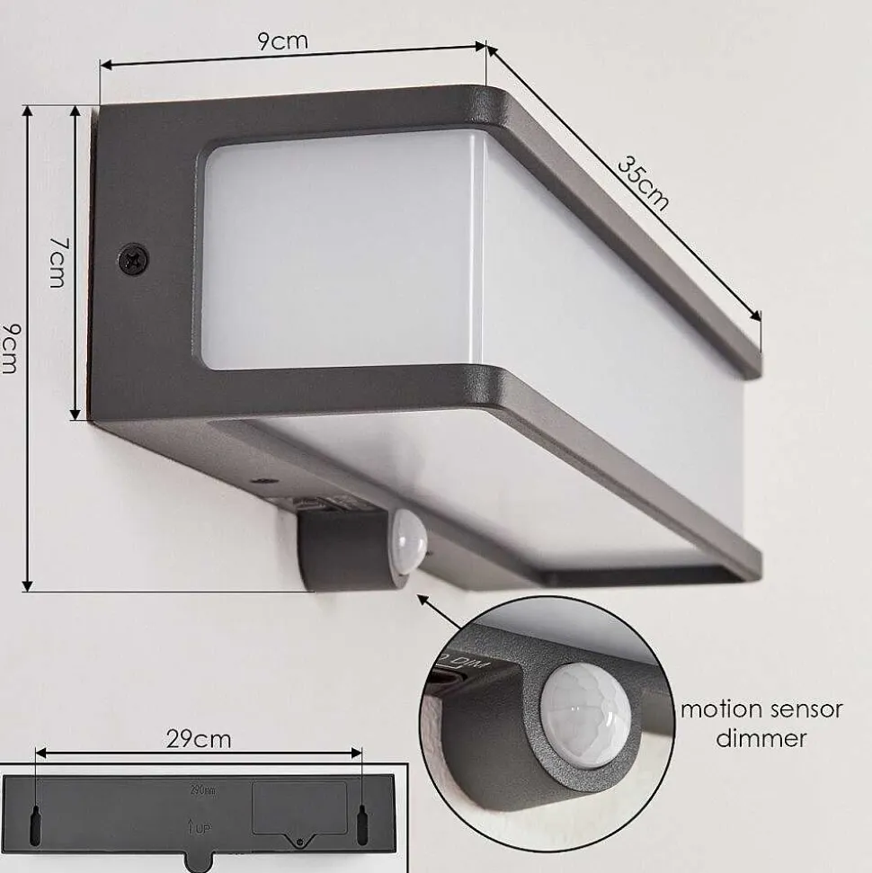 Applique Solaire Burseryd Led Anthracite, 1 Lumiere, Detecteur De Mouvement