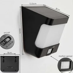 Applique Solaire Colchagua Led Noir, Blanc, 1 Lumiere, Detecteur De Mouvement