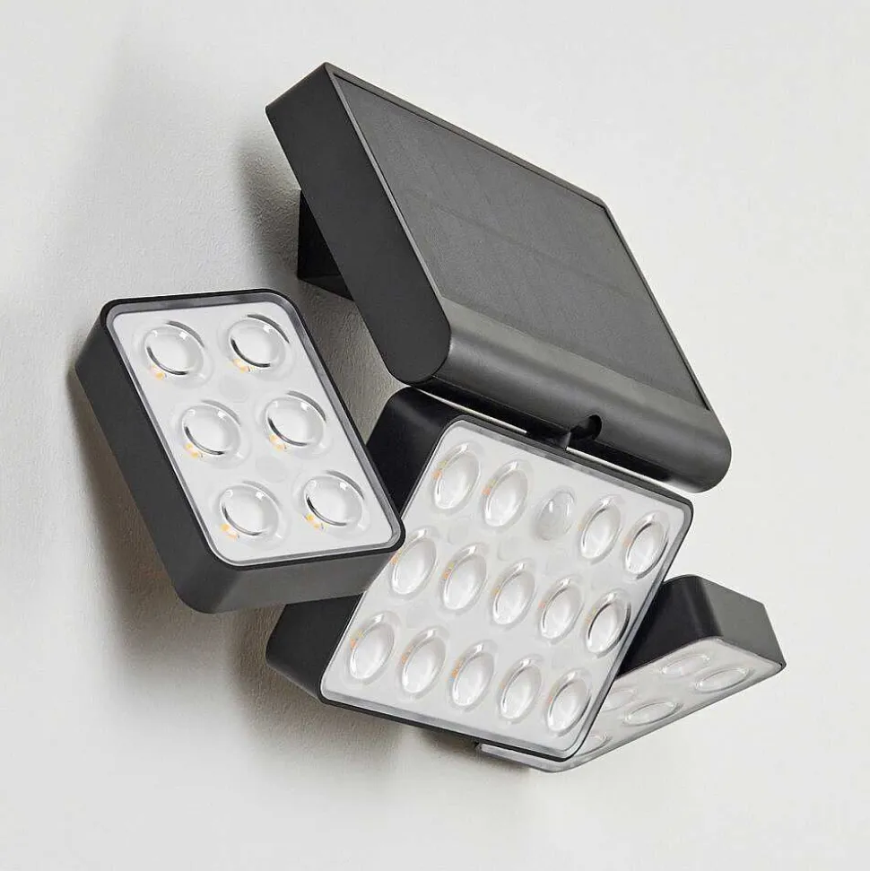 Applique Solaire Estampes Led Anthracite, 1 Lumiere, Detecteur De Mouvement