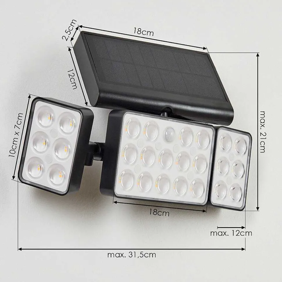 Applique Solaire Estampes Led Anthracite, 1 Lumiere, Detecteur De Mouvement