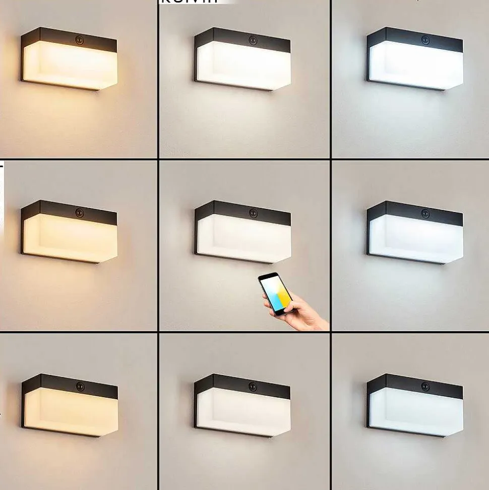Applique Solaire Malalhue Led Noir, 1 Lumiere, Detecteur De Mouvement