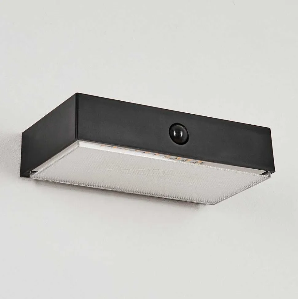 Applique Solaire Seilhac Led Noir, 1 Lumiere, Detecteur De Mouvement