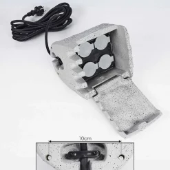Bloc De Prises Électriques D'Exterieur Tinu Noir, Pierre