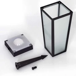 Borne Lumineuse Begg Led Noir, 1 Lumiere, Detecteur De Mouvement, Changeur De Couleurs