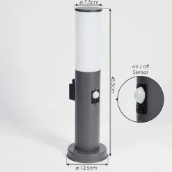Borne Lumineuse Caserta Anthracite, 1 Lumiere, Detecteur De Mouvement
