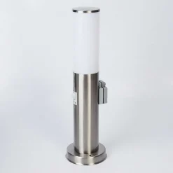 Borne Lumineuse Caserta Nickel Mat, 1 Lumiere, Detecteur De Mouvement
