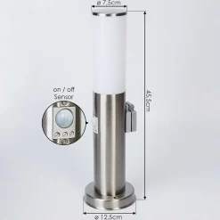 Borne Lumineuse Caserta Nickel Mat, 1 Lumiere, Detecteur De Mouvement