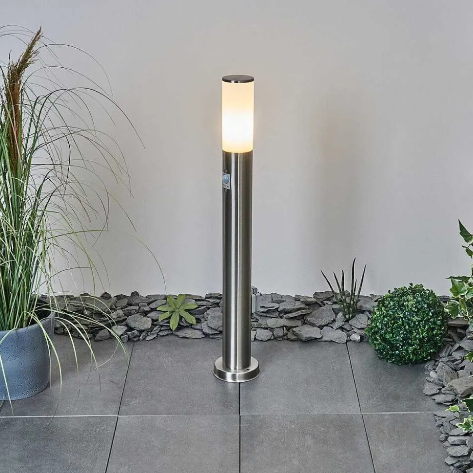 Borne Lumineuse Caserta Nickel Mat, 1 Lumiere, Detecteur De Mouvement