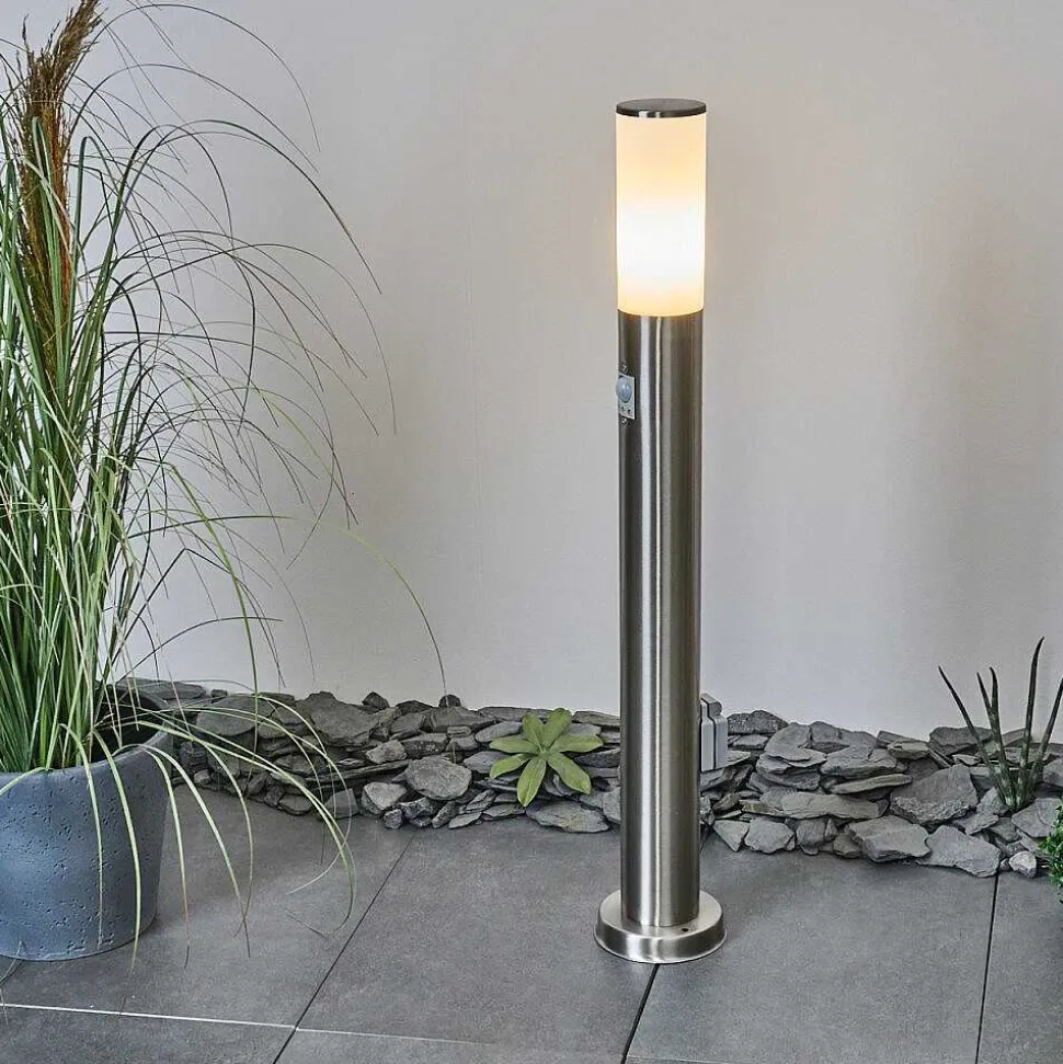 Borne Lumineuse Caserta Nickel Mat, 1 Lumiere, Detecteur De Mouvement