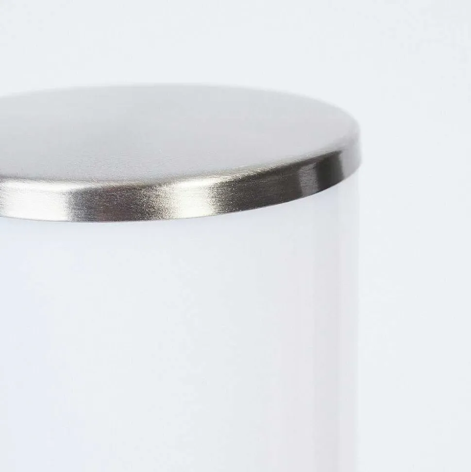 Borne Lumineuse Caserta Nickel Mat, Blanc, 1 Lumiere, Detecteur De Mouvement