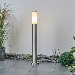 Borne Lumineuse Caserta Nickel Mat, Blanc, 1 Lumiere
