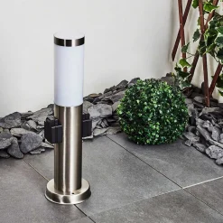 Borne Lumineuse Gaborone Led Nickel Mat, 1 Lumiere