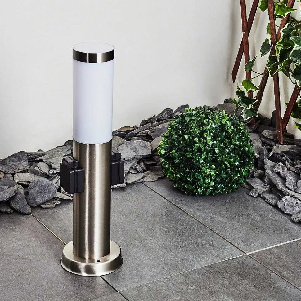 Borne Lumineuse Gaborone Led Nickel Mat, 1 Lumiere