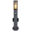 Borne Lumineuse Globo Boston Anthracite, 1 Lumiere, Detecteur De Mouvement