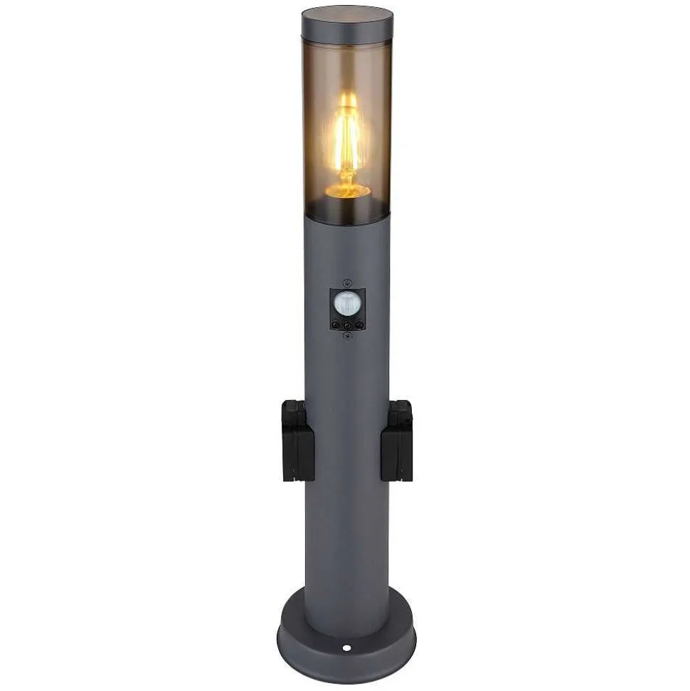 Borne Lumineuse Globo Boston Anthracite, 1 Lumiere, Detecteur De Mouvement