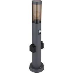 Borne Lumineuse Globo Boston Anthracite, 1 Lumiere, Detecteur De Mouvement