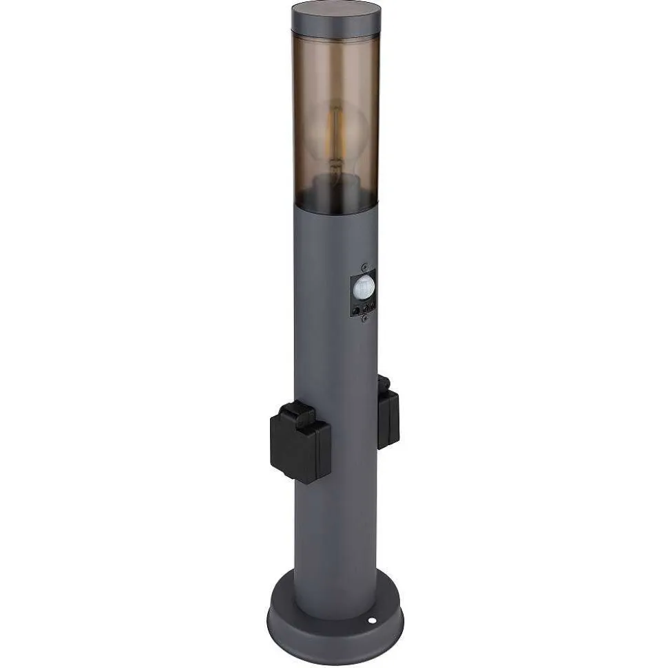 Borne Lumineuse Globo Boston Anthracite, 1 Lumiere, Detecteur De Mouvement