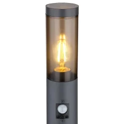 Borne Lumineuse Globo Boston Anthracite, 1 Lumiere, Detecteur De Mouvement