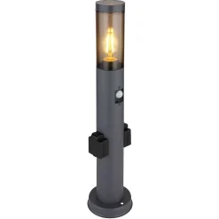 Borne Lumineuse Globo Boston Anthracite, 1 Lumiere, Detecteur De Mouvement