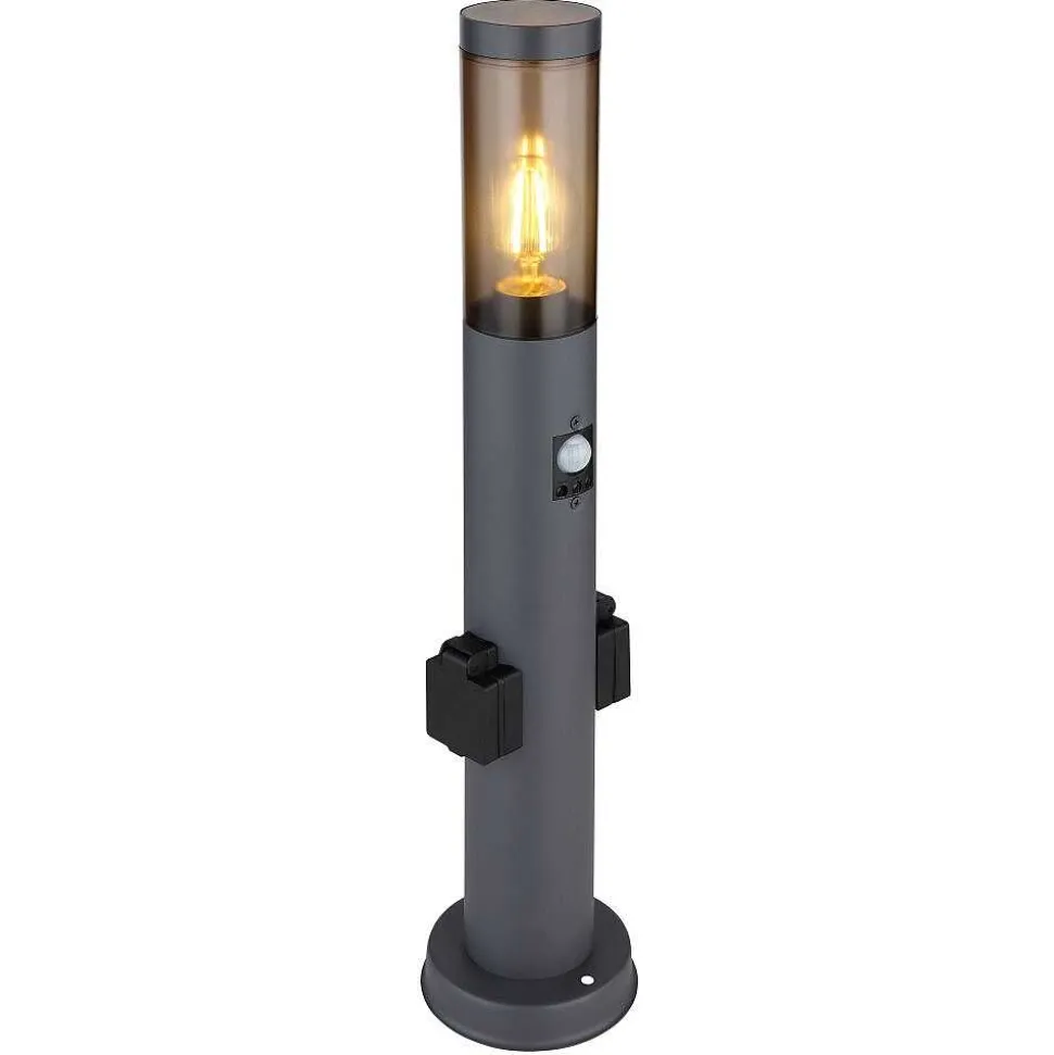 Borne Lumineuse Globo Boston Anthracite, 1 Lumiere, Detecteur De Mouvement