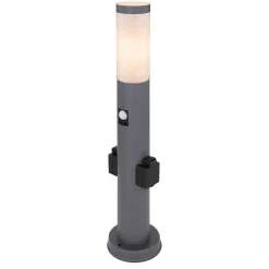 Borne Lumineuse Globo Boston Anthracite, 1 Lumiere, Detecteur De Mouvement