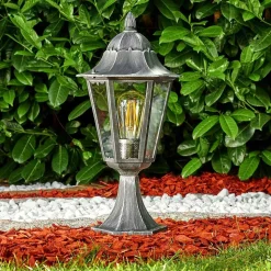 Borne Lumineuse Lignac Noir, Argente, 1 Lumiere