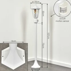 Borne Lumineuse Loria Blanc, 1 Lumiere, Detecteur De Mouvement