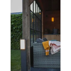 Borne Lumineuse Lutec Qubo Led Anthracite, 1 Lumiere, Changeur De Couleurs