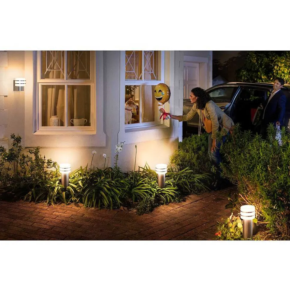 Borne Lumineuse Philips Hue White Tuar Led Acier Inoxydable, Argente, 1 Lumiere