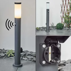 Borne Lumineuse Sessa Anthracite, 1 Lumiere, Detecteur De Mouvement