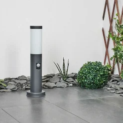 Borne Lumineuse Sessa Anthracite, 1 Lumiere, Detecteur De Mouvement