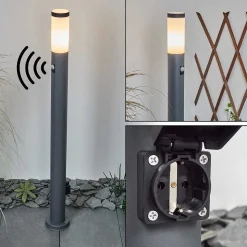 Borne Lumineuse Sessa Anthracite, 1 Lumiere, Detecteur De Mouvement