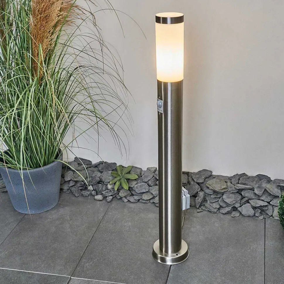 Borne Lumineuse Sessa Nickel Mat, 1 Lumiere, Detecteur De Mouvement