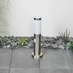 Borne Lumineuse Sessa Nickel Mat, 1 Lumiere, Detecteur De Mouvement