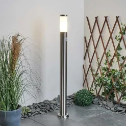 Borne Lumineuse Sessa Nickel Mat, 1 Lumiere, Detecteur De Mouvement