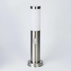 Borne Lumineuse Sessa Nickel Mat, 1 Lumiere, Detecteur De Mouvement