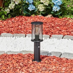 Borne Lumineuse Sumalao Noir, 1 Lumiere, Detecteur De Mouvement