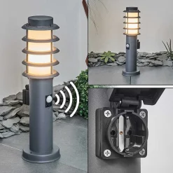 Borne Lumineuse Tunes Anthracite, 1 Lumiere, Detecteur De Mouvement