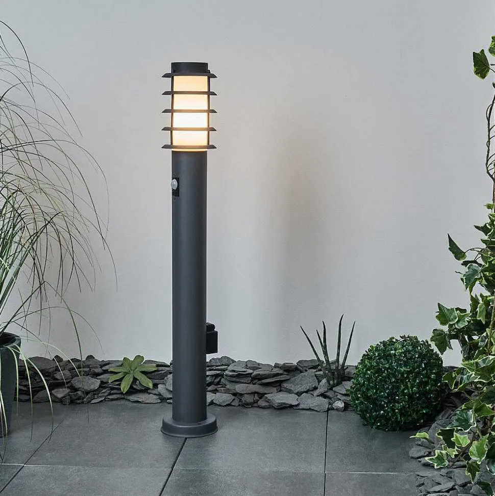 Borne Lumineuse Tunes Anthracite, 1 Lumiere, Detecteur De Mouvement