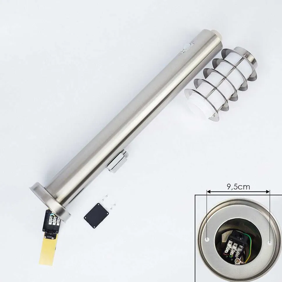 Borne Lumineuse Tunes Nickel Mat, 1 Lumiere, Detecteur De Mouvement