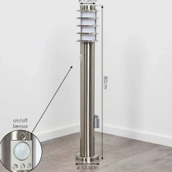 Borne Lumineuse Tunes Nickel Mat, 1 Lumiere, Detecteur De Mouvement