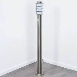 Borne Lumineuse Tunes Nickel Mat, 1 Lumiere, Detecteur De Mouvement