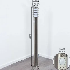 Borne Lumineuse Tunes Nickel Mat, 1 Lumiere, Detecteur De Mouvement