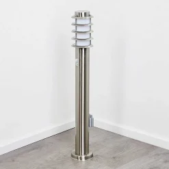 Borne Lumineuse Tunes Nickel Mat, 1 Lumiere, Detecteur De Mouvement