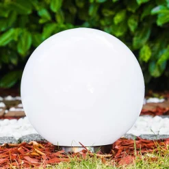 Boule Lumineuse Solar Led Acier Inoxydable, 2 Lumieres