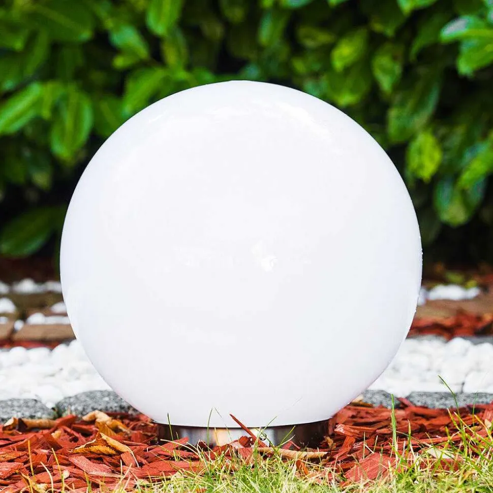 Boule Lumineuse Solar Led Acier Inoxydable, 2 Lumieres