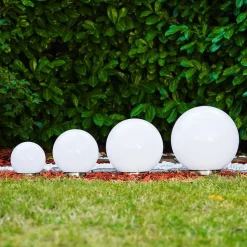 Boule Lumineuse Solar Led Acier Inoxydable, 2 Lumieres