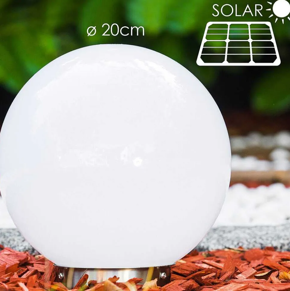 Boule Lumineuse Solar Led Acier Inoxydable, 2 Lumieres