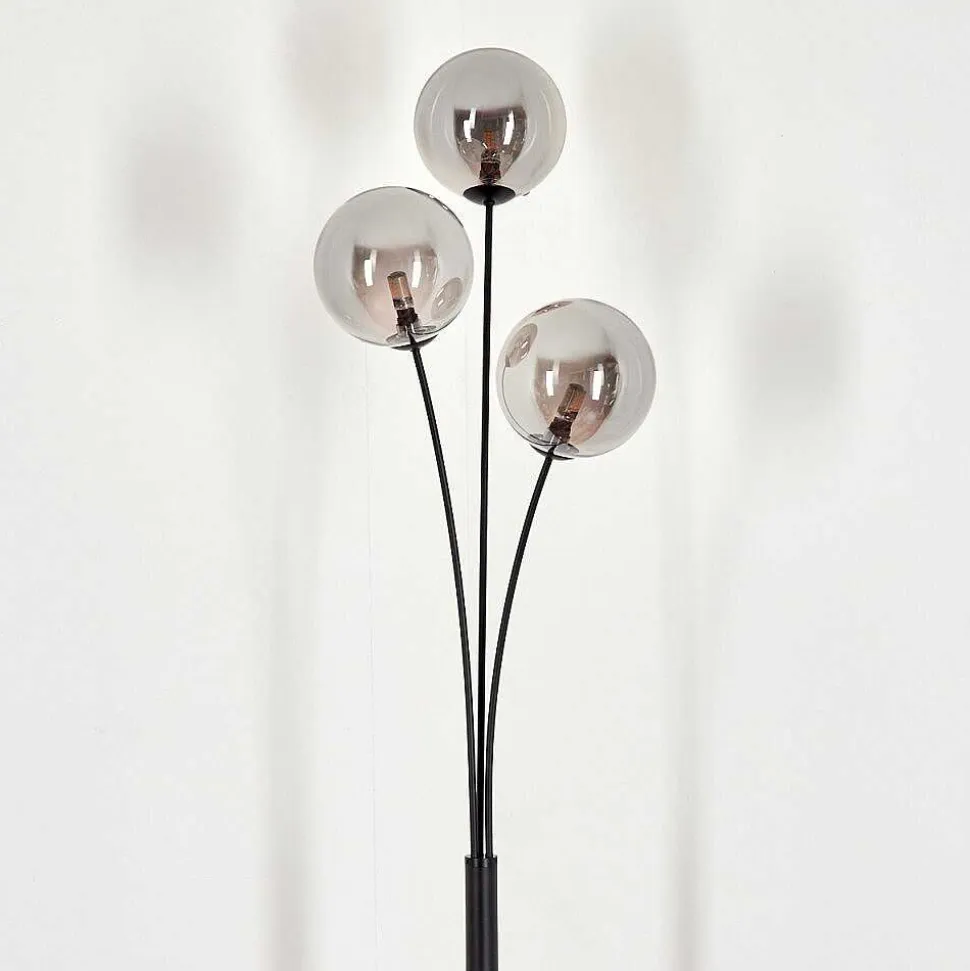Lampadaire - Verre 15 Cm Bernado Fume, 3 Lumieres